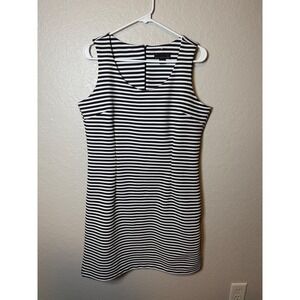 Attention Black and White Striped Sleeveless Sheath Dress Size L/G